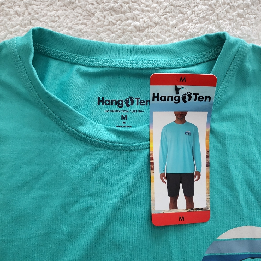 Hang Ten UPF 50+ Long Sleeve Sun Tee, Men's Size Medium, NWT - Green - Picture 6 of 11